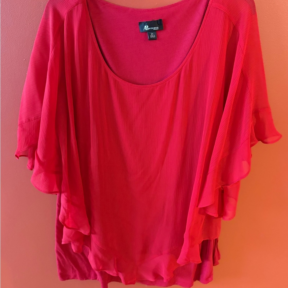 AB Studio Women's Bold Red Layered Blouse